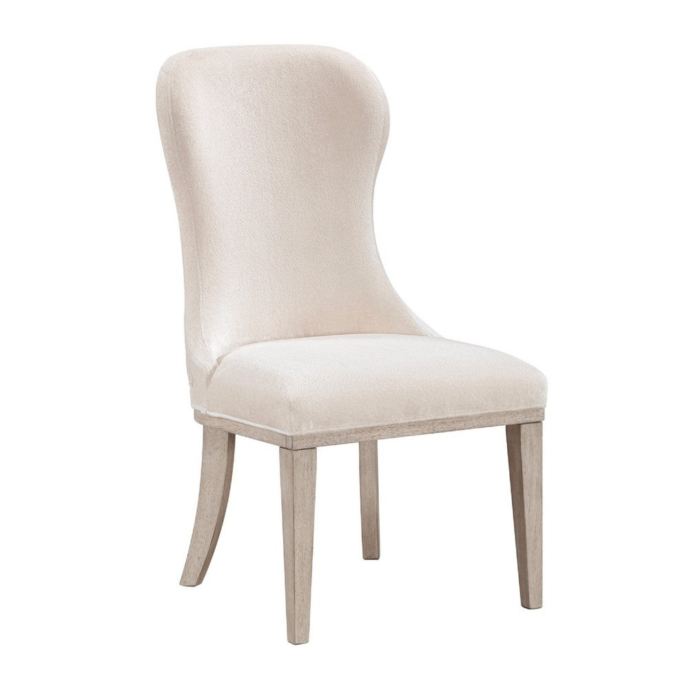 Lofi Wing Dining Side Chair Set of 2, Ivory Polyester, Light Gray Wood - BM351889