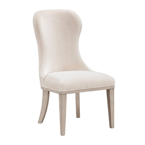Lofi Wing Dining Side Chair Set of 2, Ivory Polyester, Light Gray Wood - BM351889