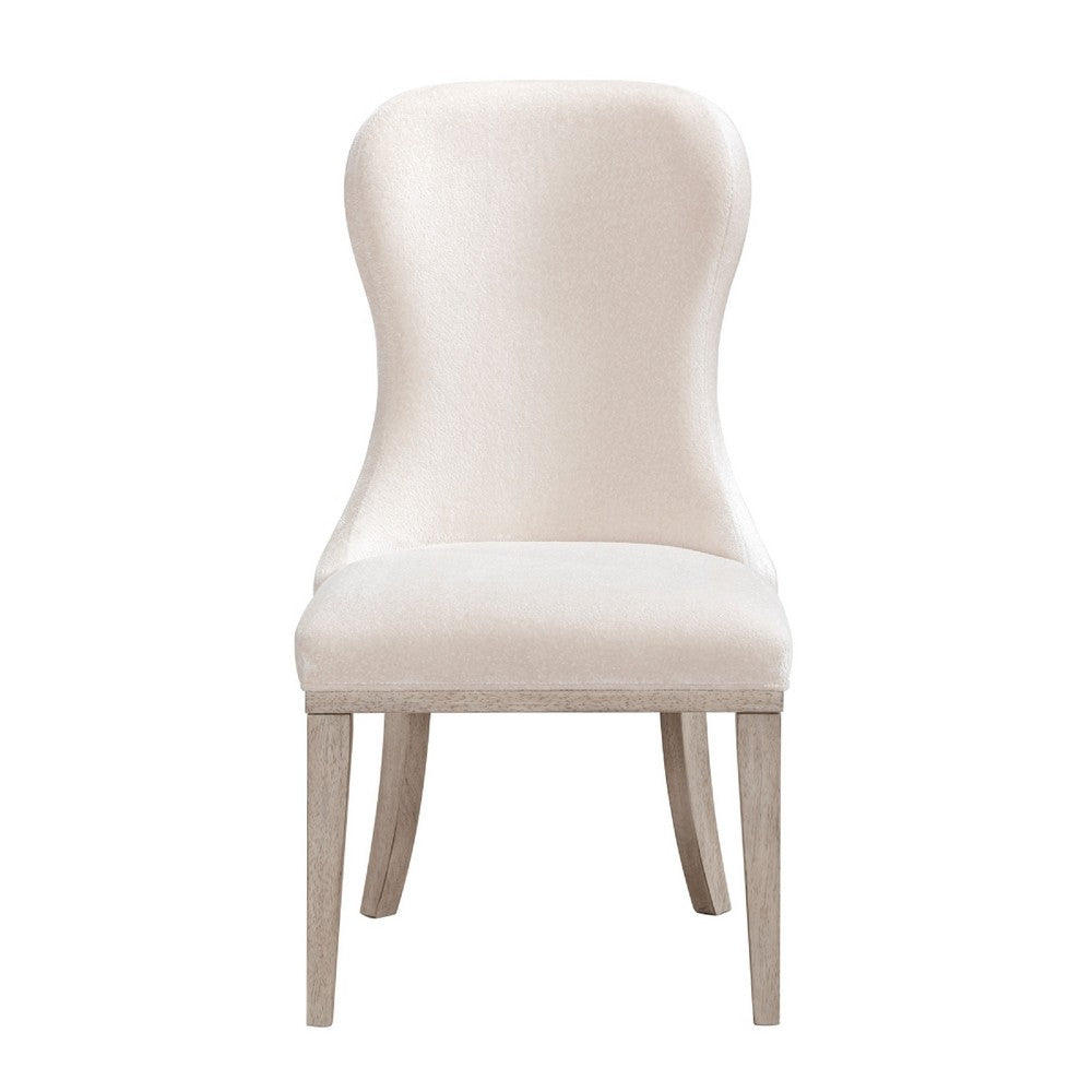 Lofi Wing Dining Side Chair Set of 2, Ivory Polyester, Light Gray Wood - BM351889