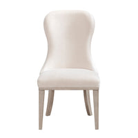 Lofi Wing Dining Side Chair Set of 2, Ivory Polyester, Light Gray Wood - BM351889