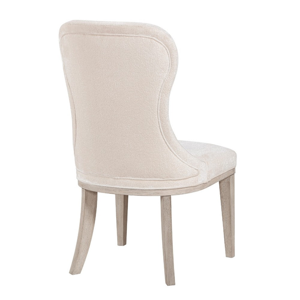 Lofi Wing Dining Side Chair Set of 2, Ivory Polyester, Light Gray Wood - BM351889