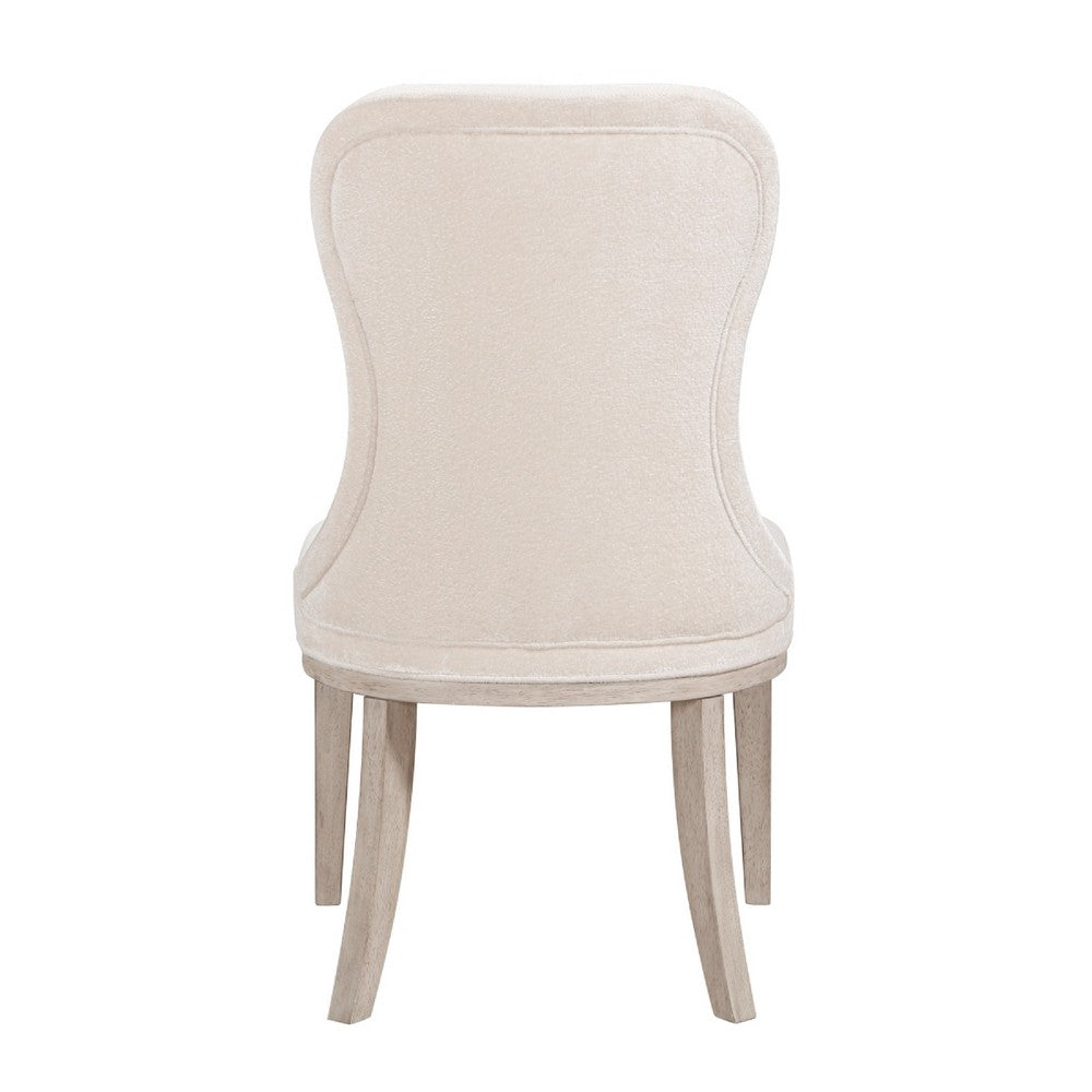 Lofi Wing Dining Side Chair Set of 2, Ivory Polyester, Light Gray Wood - BM351889