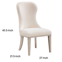 Lofi Wing Dining Side Chair Set of 2, Ivory Polyester, Light Gray Wood - BM351889