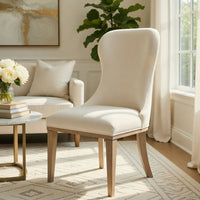 Lofi Wing Dining Side Chair Set of 2, Ivory Polyester, Light Gray Wood - BM351889