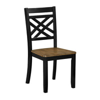 Teny Side Chair Set of 2, Lattice Back, Countered Seat, Brown and Black - BM351892