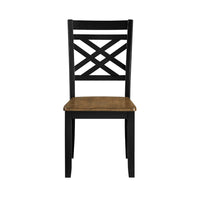 Teny Side Chair Set of 2, Lattice Back, Countered Seat, Brown and Black - BM351892
