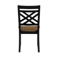 Teny Side Chair Set of 2, Lattice Back, Countered Seat, Brown and Black - BM351892