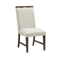 Lecy Side Chair Set of 2, Exposed Top, Channeled Ivory Polyester, Brown - BM351893