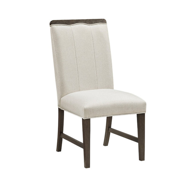 Lecy Side Chair Set of 2, Exposed Top, Channeled Ivory Polyester, Brown - BM351893