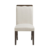 Lecy Side Chair Set of 2, Exposed Top, Channeled Ivory Polyester, Brown - BM351893