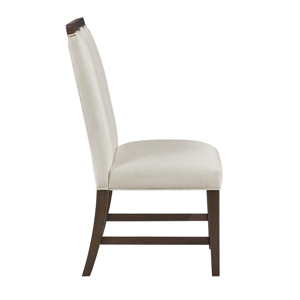 Lecy Side Chair Set of 2, Exposed Top, Channeled Ivory Polyester, Brown - BM351893