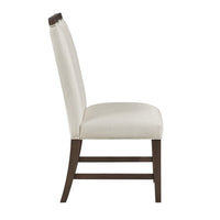 Lecy Side Chair Set of 2, Exposed Top, Channeled Ivory Polyester, Brown - BM351893