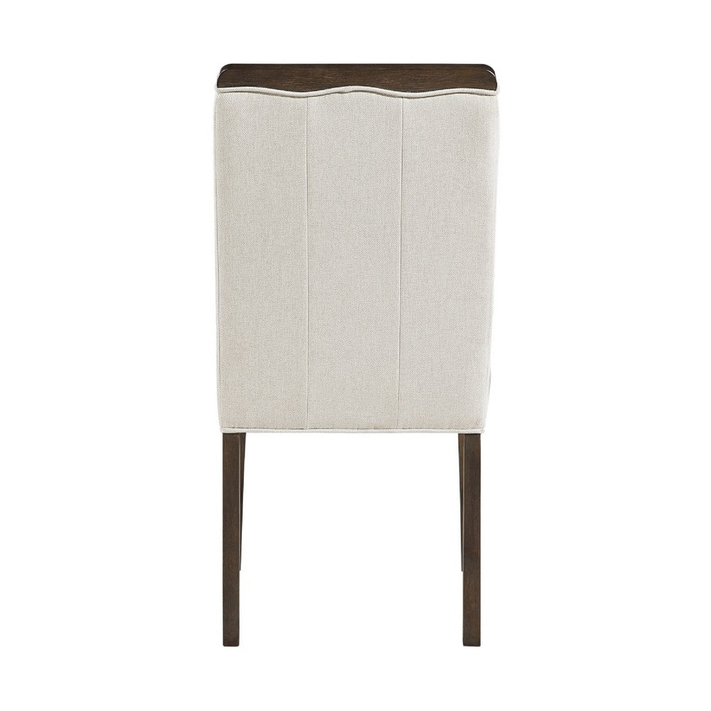Lecy Side Chair Set of 2, Exposed Top, Channeled Ivory Polyester, Brown - BM351893