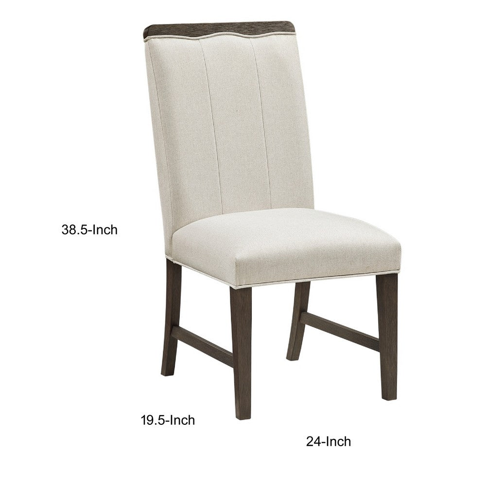 Lecy Side Chair Set of 2, Exposed Top, Channeled Ivory Polyester, Brown - BM351893