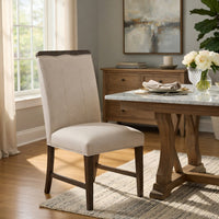 Lecy Side Chair Set of 2, Exposed Top, Channeled Ivory Polyester, Brown - BM351893