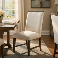 Lecy Side Chair Set of 2, Exposed Top, Channeled Ivory Polyester, Brown - BM351893