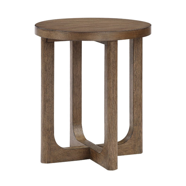 Bly Side End Table, Round Top, X base, Transitional Light Brown 20 Inch - BM351894