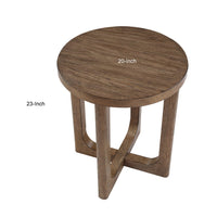 Bly Side End Table, Round Top, X base, Transitional Light Brown 20 Inch - BM351894