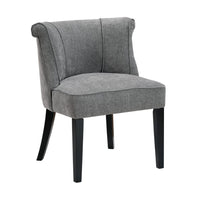 Vasu Accent Chair, Piping on Curved Back, Charcoal Gray Polyester, Brown - BM351895