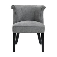 Vasu Accent Chair, Piping on Curved Back, Charcoal Gray Polyester, Brown - BM351895