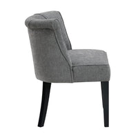 Vasu Accent Chair, Piping on Curved Back, Charcoal Gray Polyester, Brown - BM351895