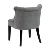 Vasu Accent Chair, Piping on Curved Back, Charcoal Gray Polyester, Brown - BM351895