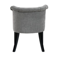 Vasu Accent Chair, Piping on Curved Back, Charcoal Gray Polyester, Brown - BM351895
