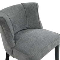 Vasu Accent Chair, Piping on Curved Back, Charcoal Gray Polyester, Brown - BM351895