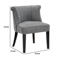 Vasu Accent Chair, Piping on Curved Back, Charcoal Gray Polyester, Brown - BM351895