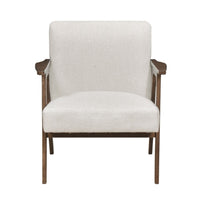 Cathy Accent Chair, Foam Cushions, Beige Polyester, Walnut Brown Arms - BM351896