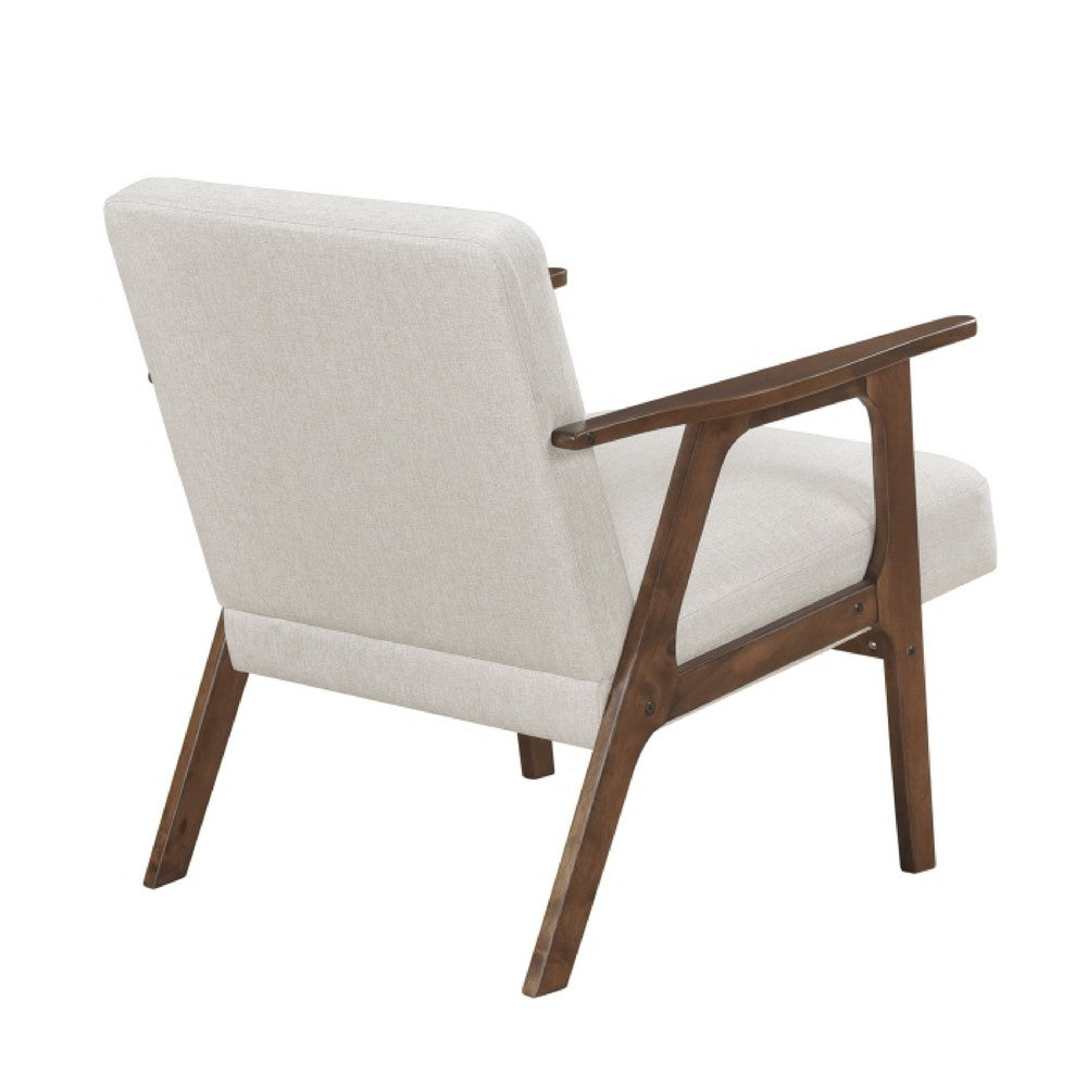 Cathy Accent Chair, Foam Cushions, Beige Polyester, Walnut Brown Arms - BM351896