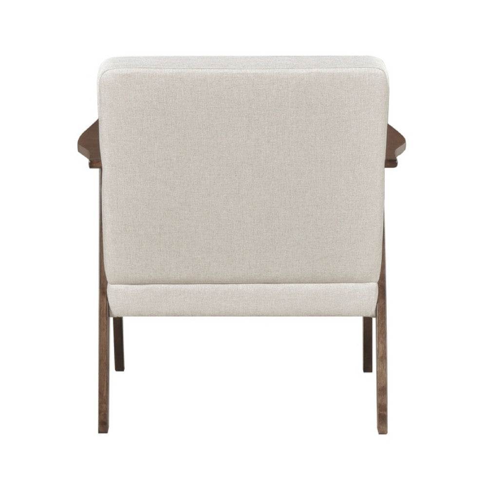 Cathy Accent Chair, Foam Cushions, Beige Polyester, Walnut Brown Arms - BM351896