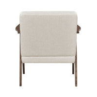 Cathy Accent Chair, Foam Cushions, Beige Polyester, Walnut Brown Arms - BM351896