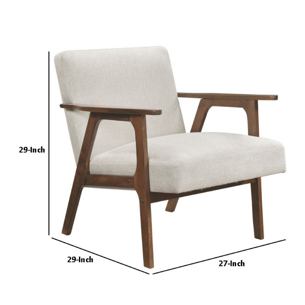 Cathy Accent Chair, Foam Cushions, Beige Polyester, Walnut Brown Arms - BM351896
