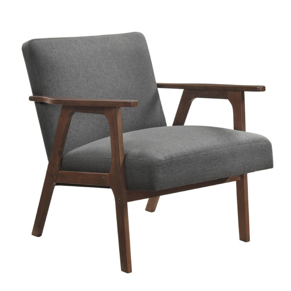 Cathy Accent Chair, Foam Cushions, Dark Gray Polyester, Walnut Brown Arms - BM351897
