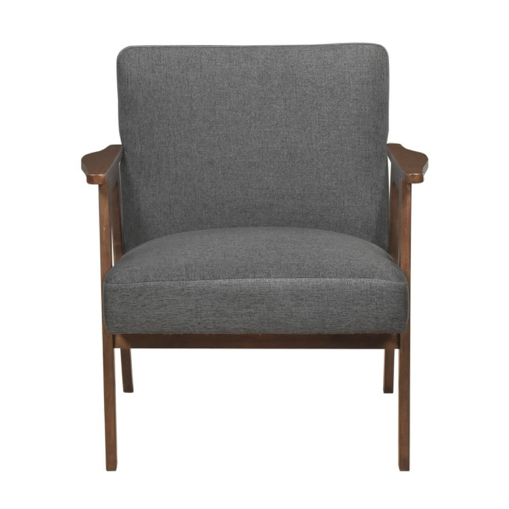 Cathy Accent Chair, Foam Cushions, Dark Gray Polyester, Walnut Brown Arms - BM351897