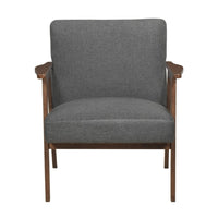 Cathy Accent Chair, Foam Cushions, Dark Gray Polyester, Walnut Brown Arms - BM351897