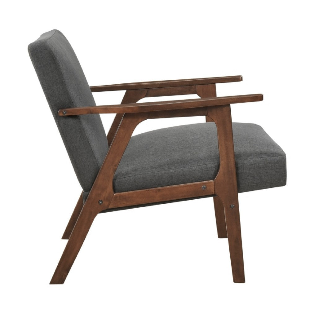 Cathy Accent Chair, Foam Cushions, Dark Gray Polyester, Walnut Brown Arms - BM351897