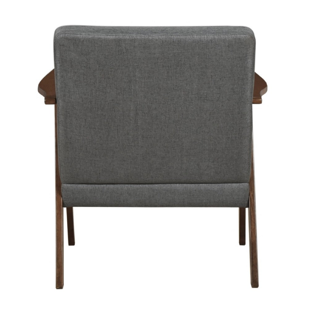 Cathy Accent Chair, Foam Cushions, Dark Gray Polyester, Walnut Brown Arms - BM351897