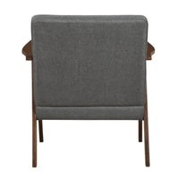 Cathy Accent Chair, Foam Cushions, Dark Gray Polyester, Walnut Brown Arms - BM351897