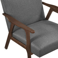 Cathy Accent Chair, Foam Cushions, Dark Gray Polyester, Walnut Brown Arms - BM351897