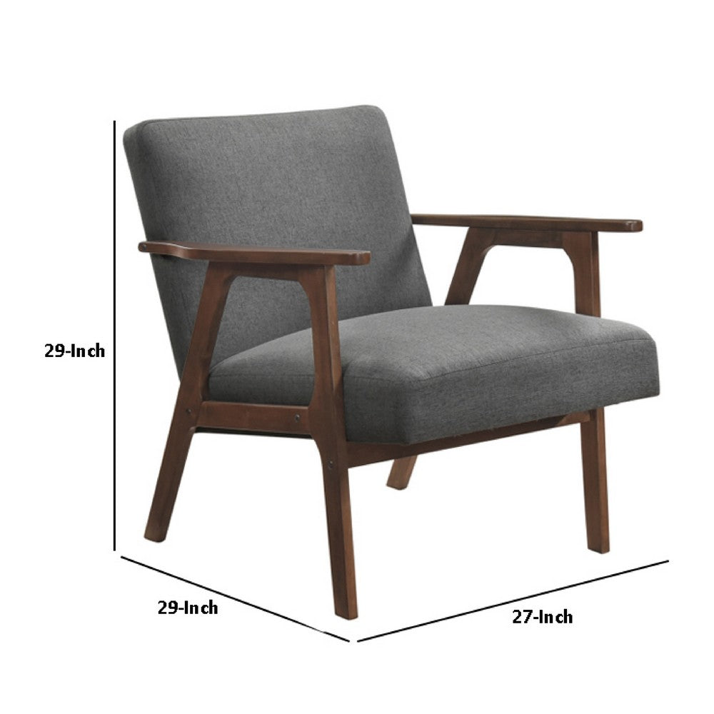 Cathy Accent Chair, Foam Cushions, Dark Gray Polyester, Walnut Brown Arms - BM351897