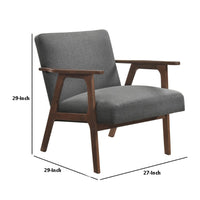 Cathy Accent Chair, Foam Cushions, Dark Gray Polyester, Walnut Brown Arms - BM351897