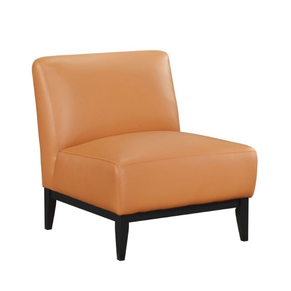 Hozy Accent Chair, Foam Fill Top Grain Buffalo Leather, Black and Orange - BM351898