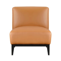 Hozy Accent Chair, Foam Fill Top Grain Buffalo Leather, Black and Orange - BM351898