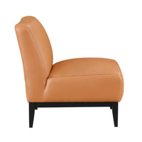 Hozy Accent Chair, Foam Fill Top Grain Buffalo Leather, Black and Orange - BM351898