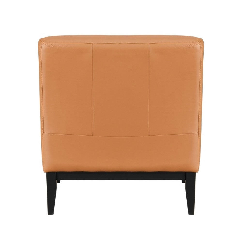 Hozy Accent Chair, Foam Fill Top Grain Buffalo Leather, Black and Orange - BM351898