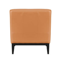 Hozy Accent Chair, Foam Fill Top Grain Buffalo Leather, Black and Orange - BM351898