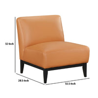 Hozy Accent Chair, Foam Fill Top Grain Buffalo Leather, Black and Orange - BM351898