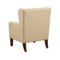 Russ Wingback Accent Chair, Foam Cushions, Tufted Beige Polyester, Brown - BM351899